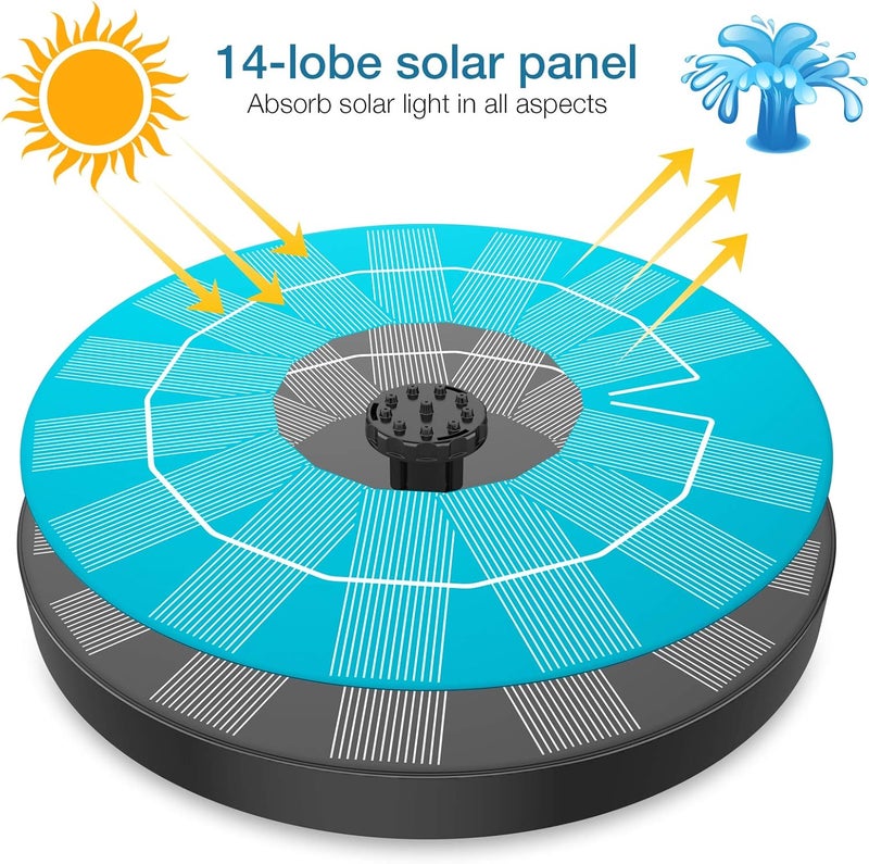 AISITIN 3.5W Solar Bird Bath Fountain Pump, Solar Fountain Pump for Bird Bath with 6 Nozzles, Solar Powered Water Fountain Pump for Garden, Ponds, Pool, Fish Tank, Aquarium and Outdoor, Black - Image 5